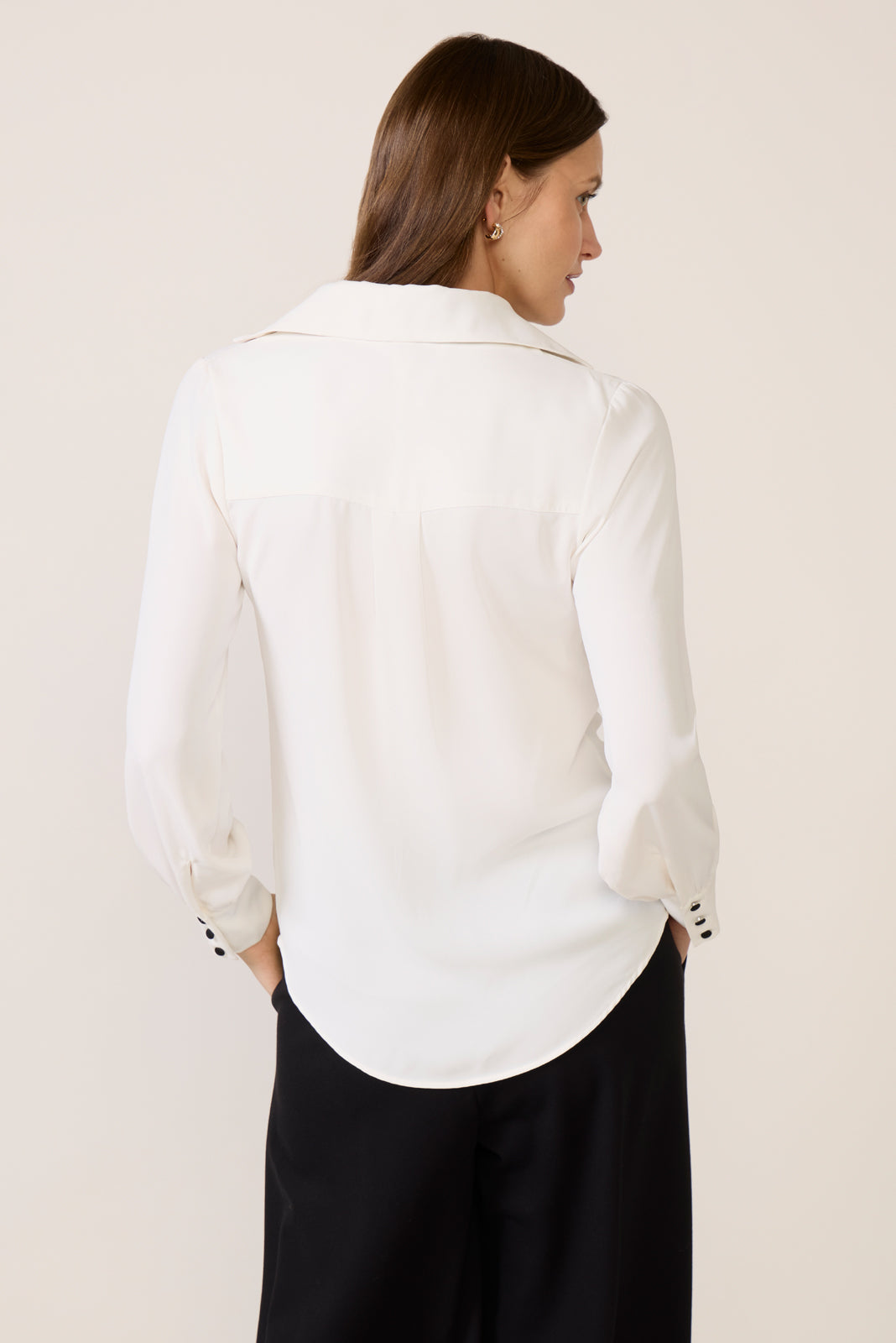Quinn Crepe Satin Bow Shirt