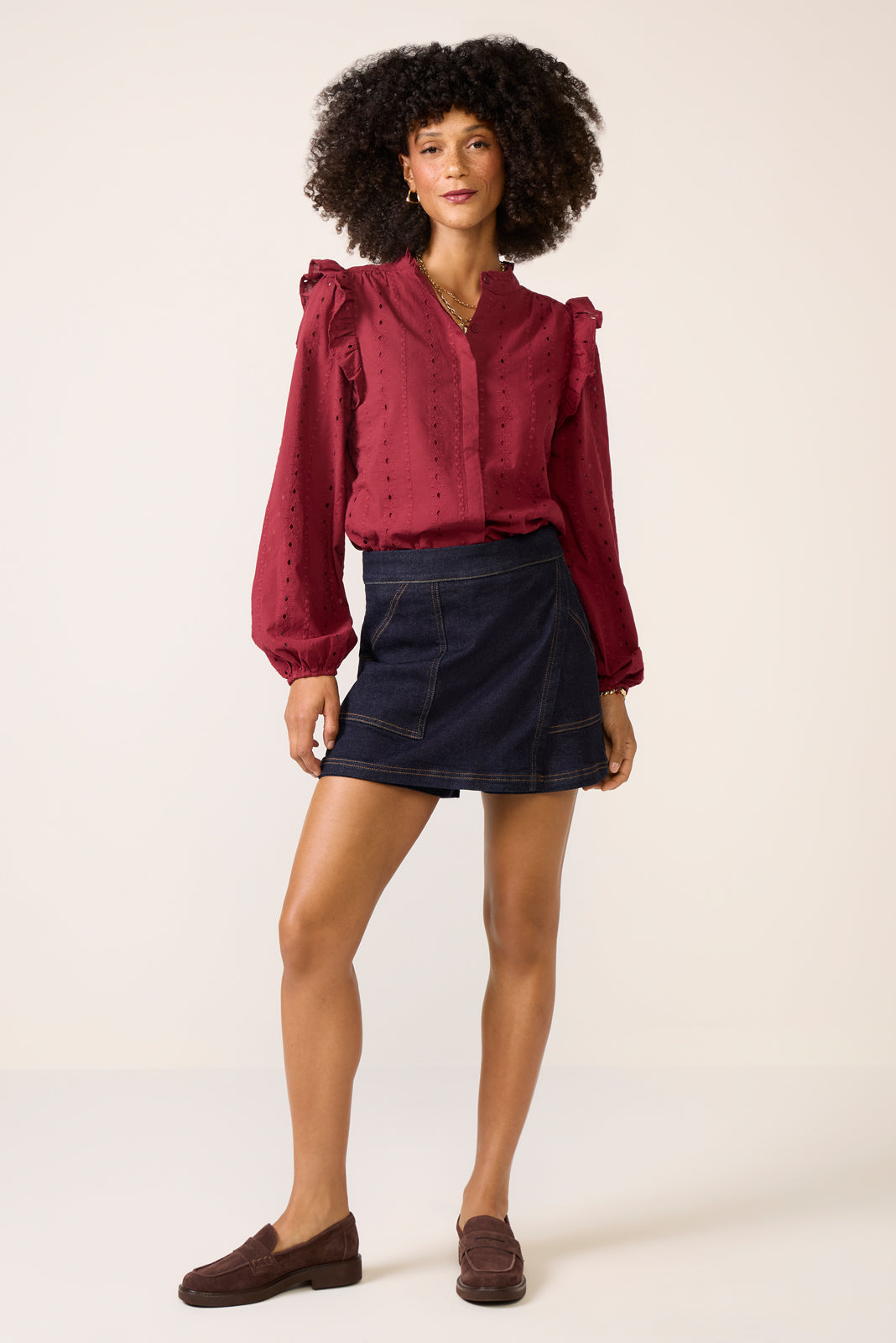 Lia Textured Ruffle Shirt