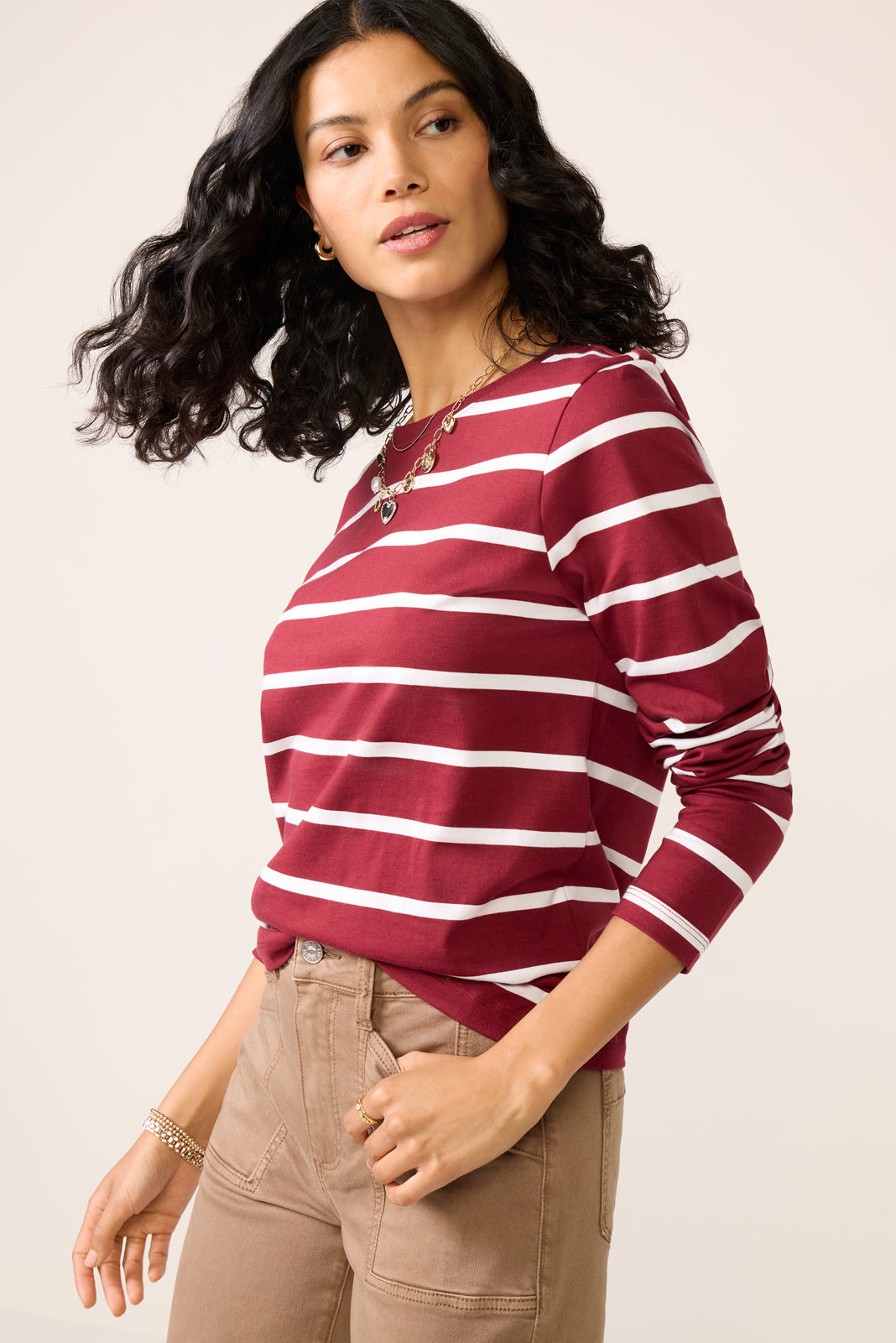 Ever Perfect Long Sleeve Stripe Tee