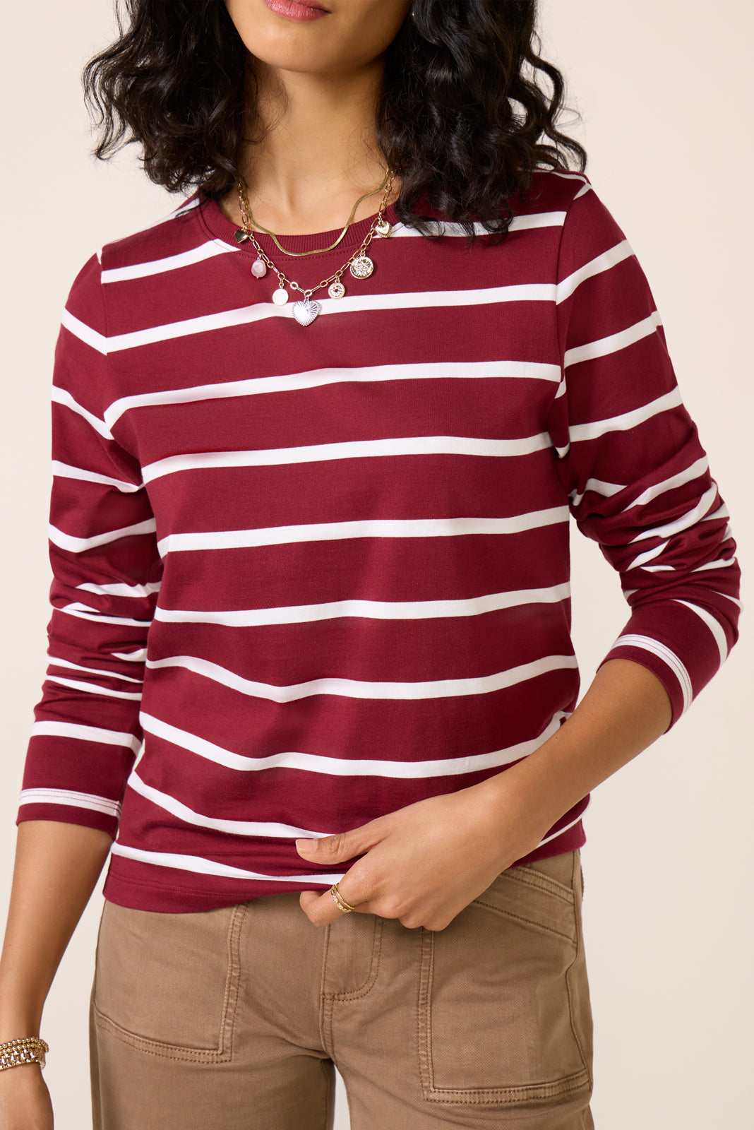 Ever Perfect Long Sleeve Stripe Tee