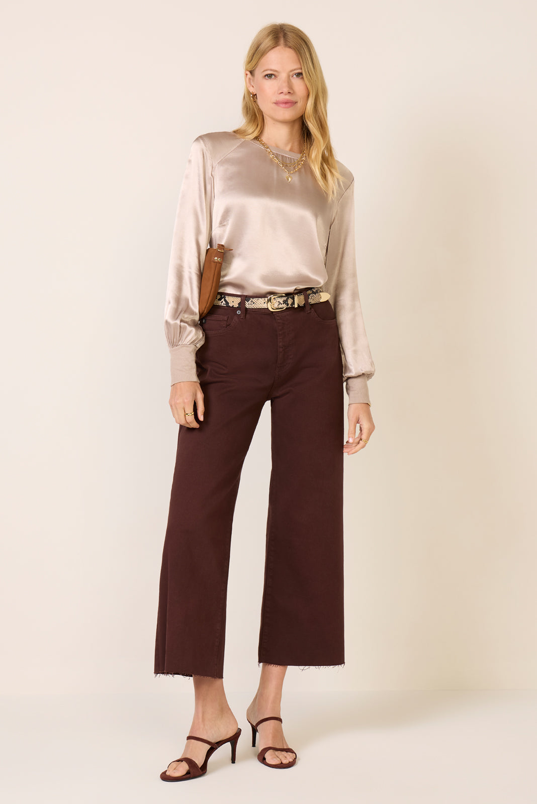 City Satin Long Sleeve Top