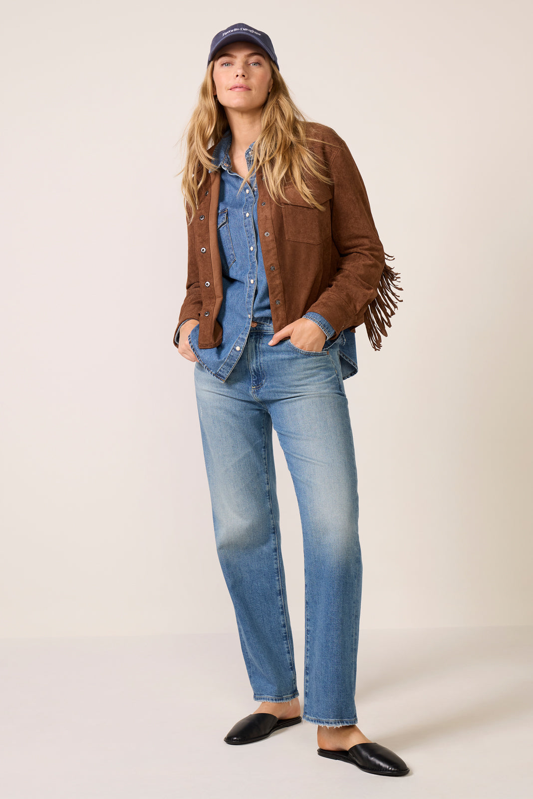 Dolly Faux Suede Fringe Shirt