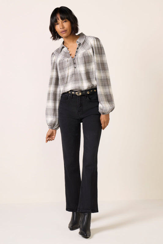 Maleah Pucker Plaid Blouse