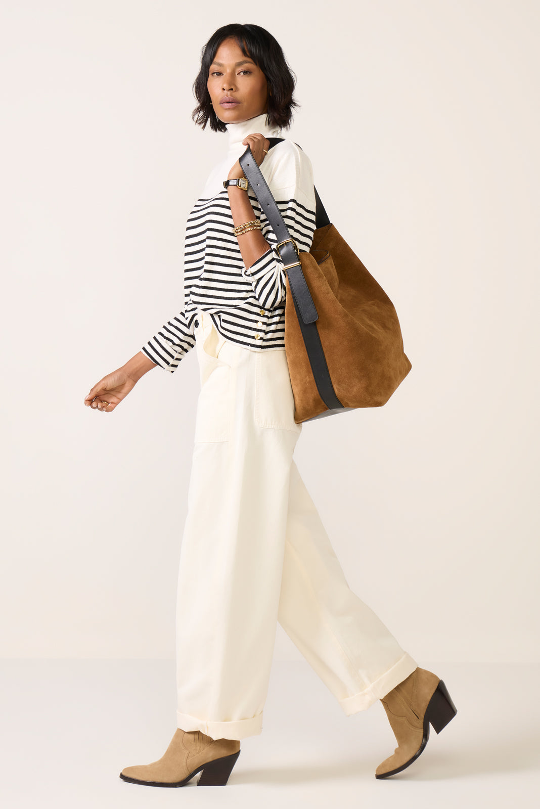 The Knit Rib Stripe Turtleneck