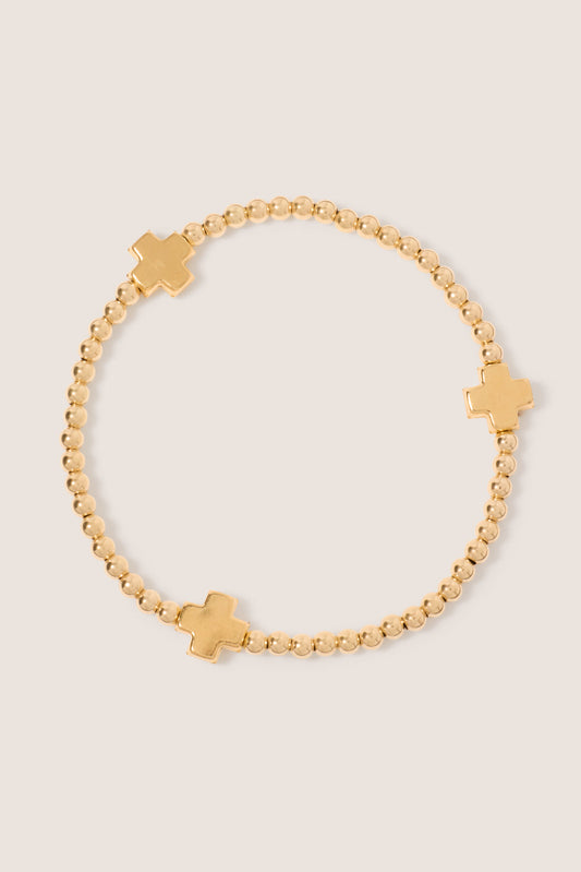 Signature Cross Gold Pattern 3mm Bead Bracelet
