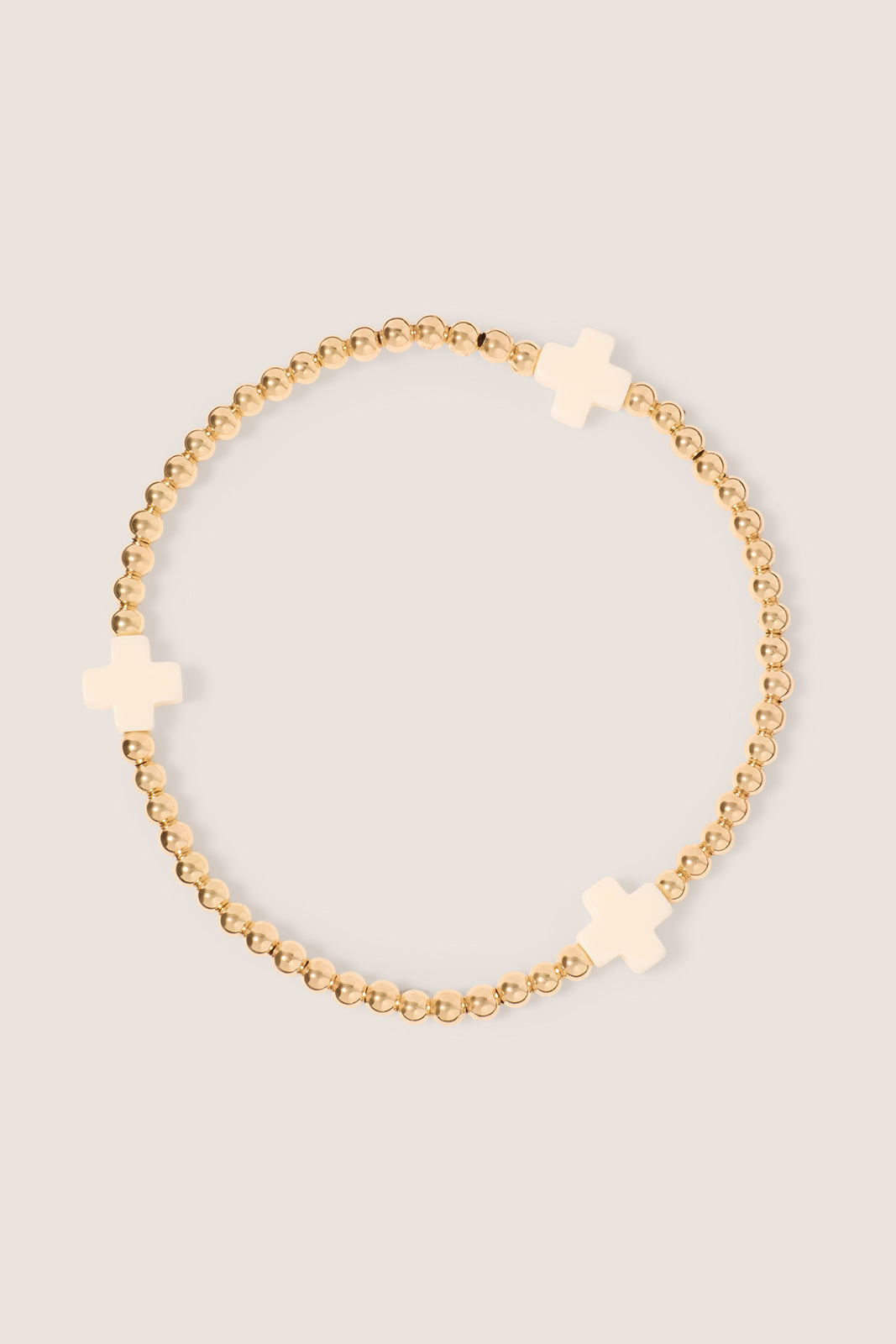 Signature Cross Gold Pattern 3mm Bead Bracelet