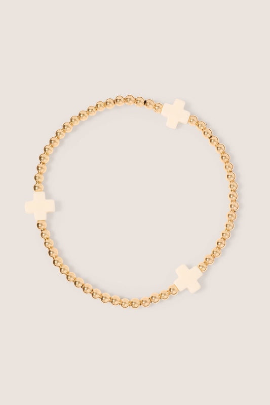 Signature Cross Gold Pattern 3mm Bead Bracelet