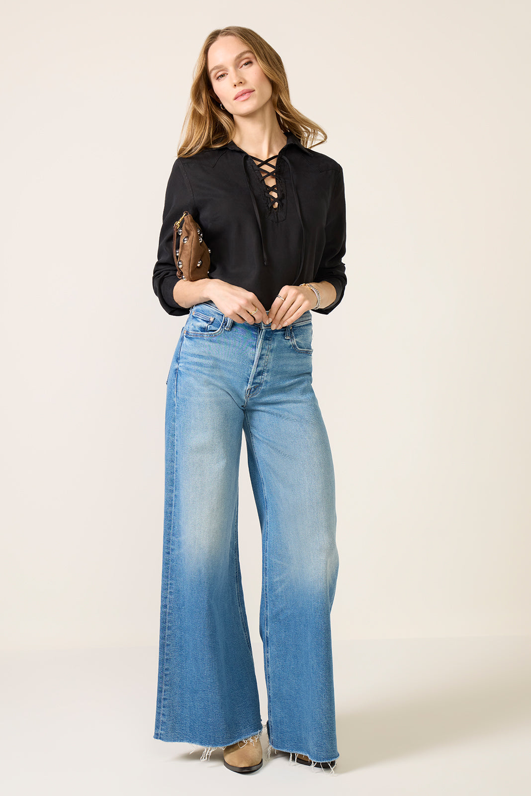 Western Yoke Lace Up Top