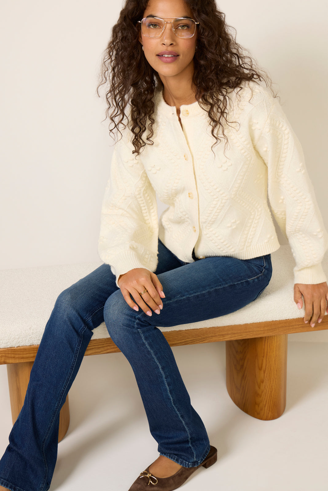 Kitty Bobble Crew Cardigan