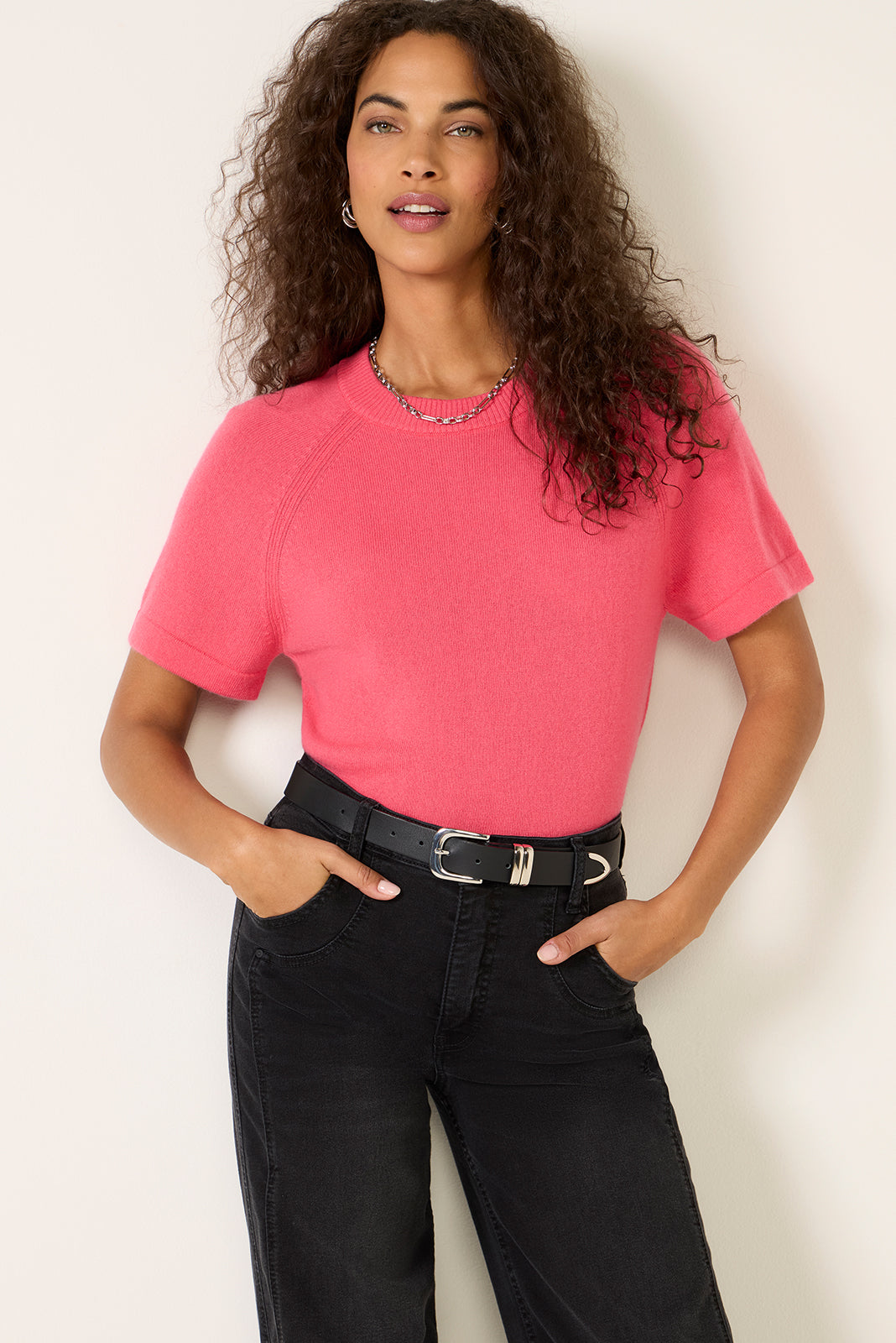 Katie Short Sleeve Raglan Cashmere Tee