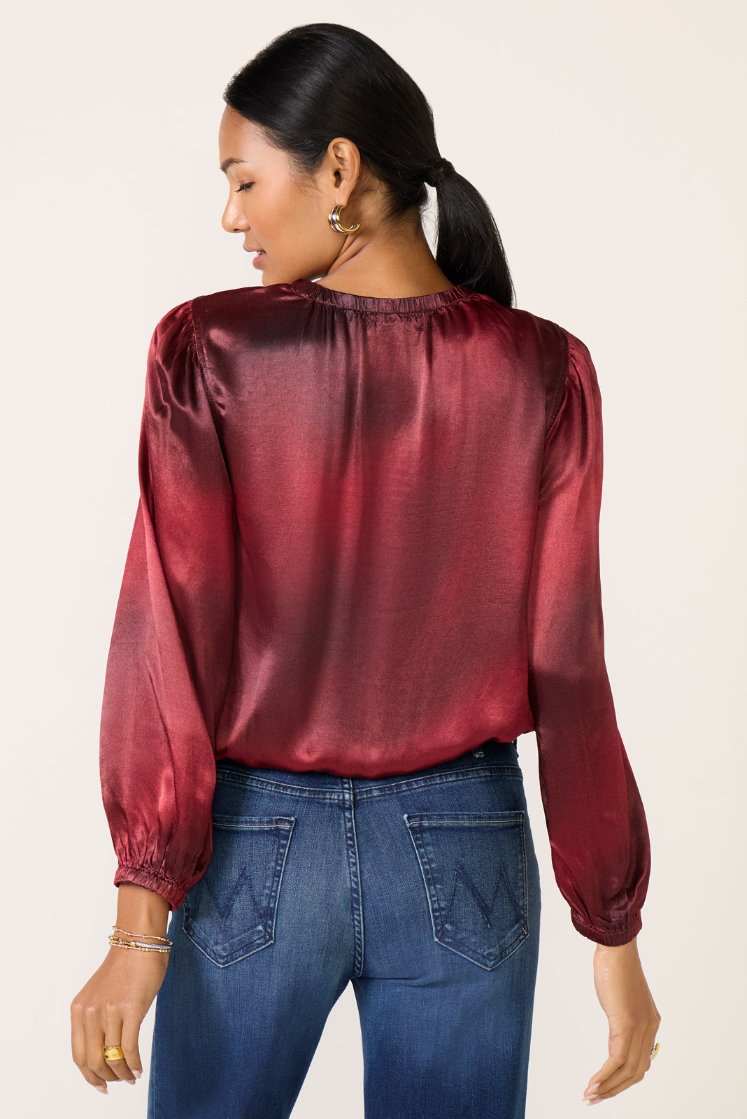 Gather Bottom Satin Blouse