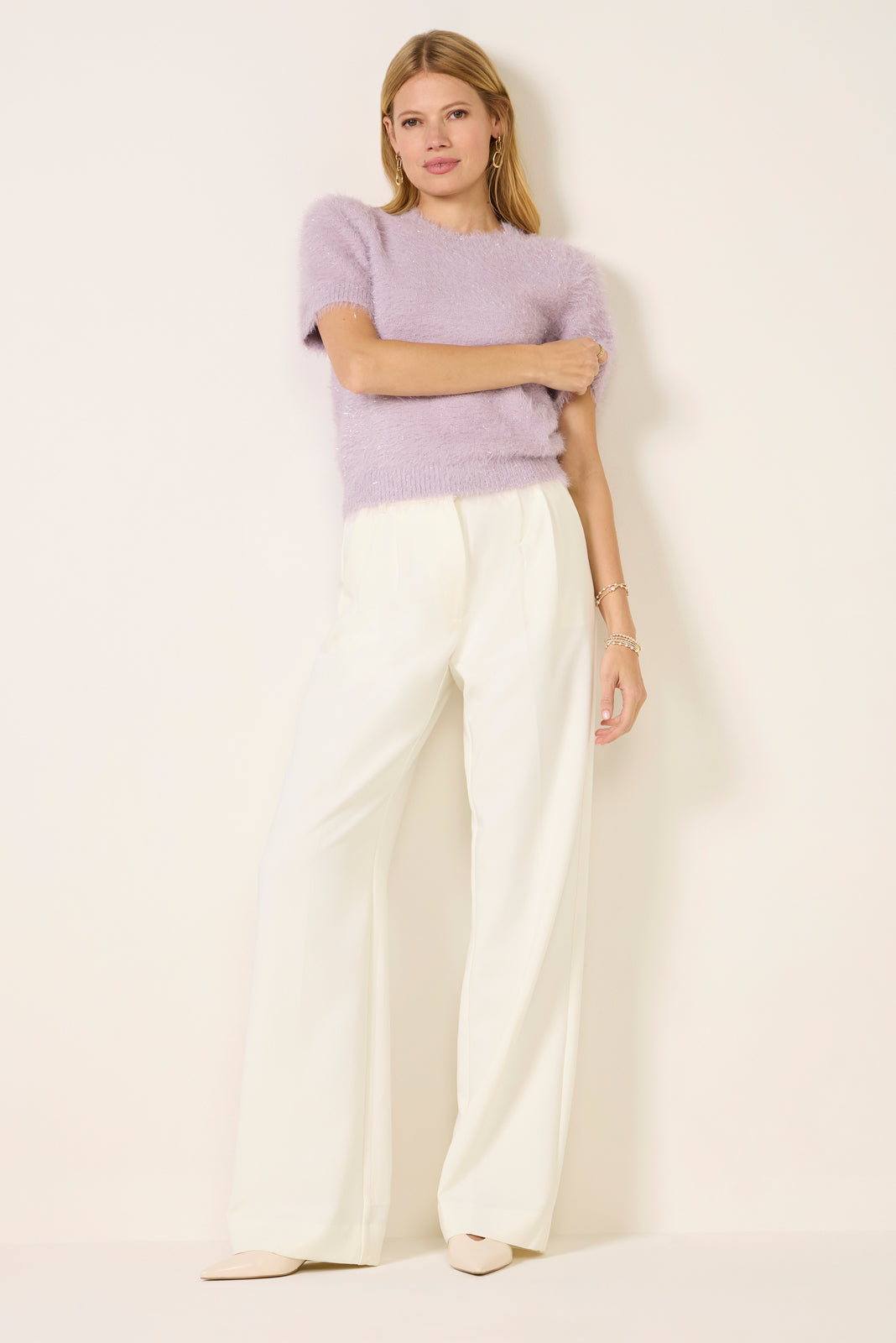 Robbie Eyelash Metallic Sweater Tee