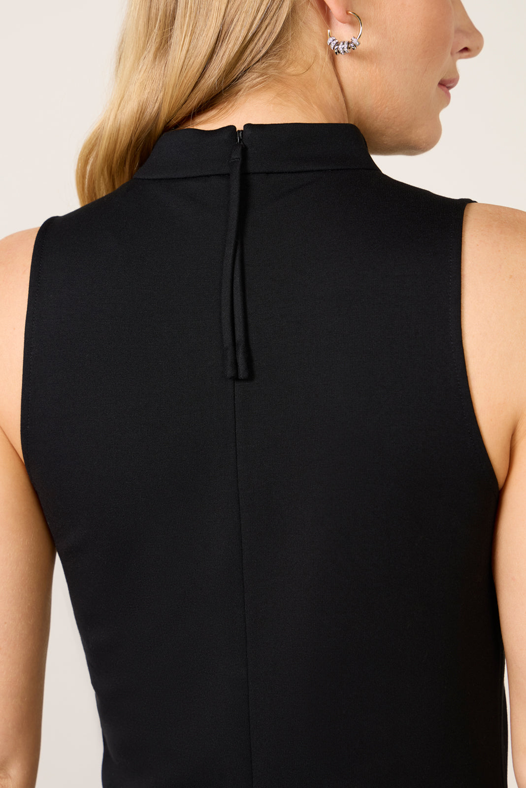 Ponte Sleeveless T-Neck Midi Dress