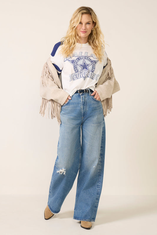 Cowboys Striped Crop Tee