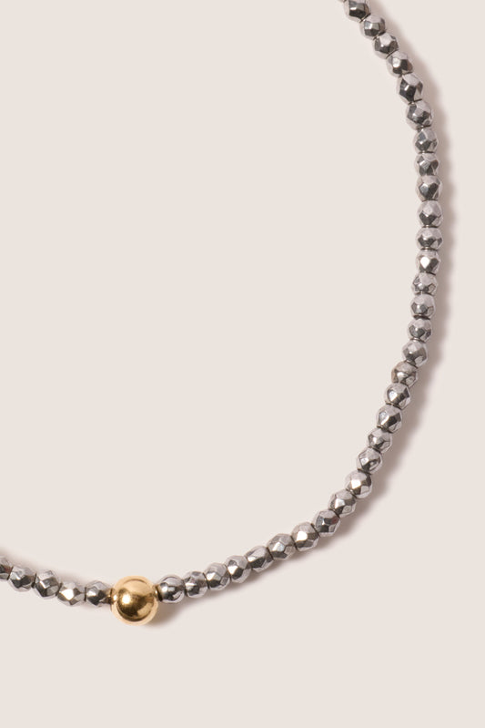 Silver Faceted Hematite 2mm Bead Bracelet