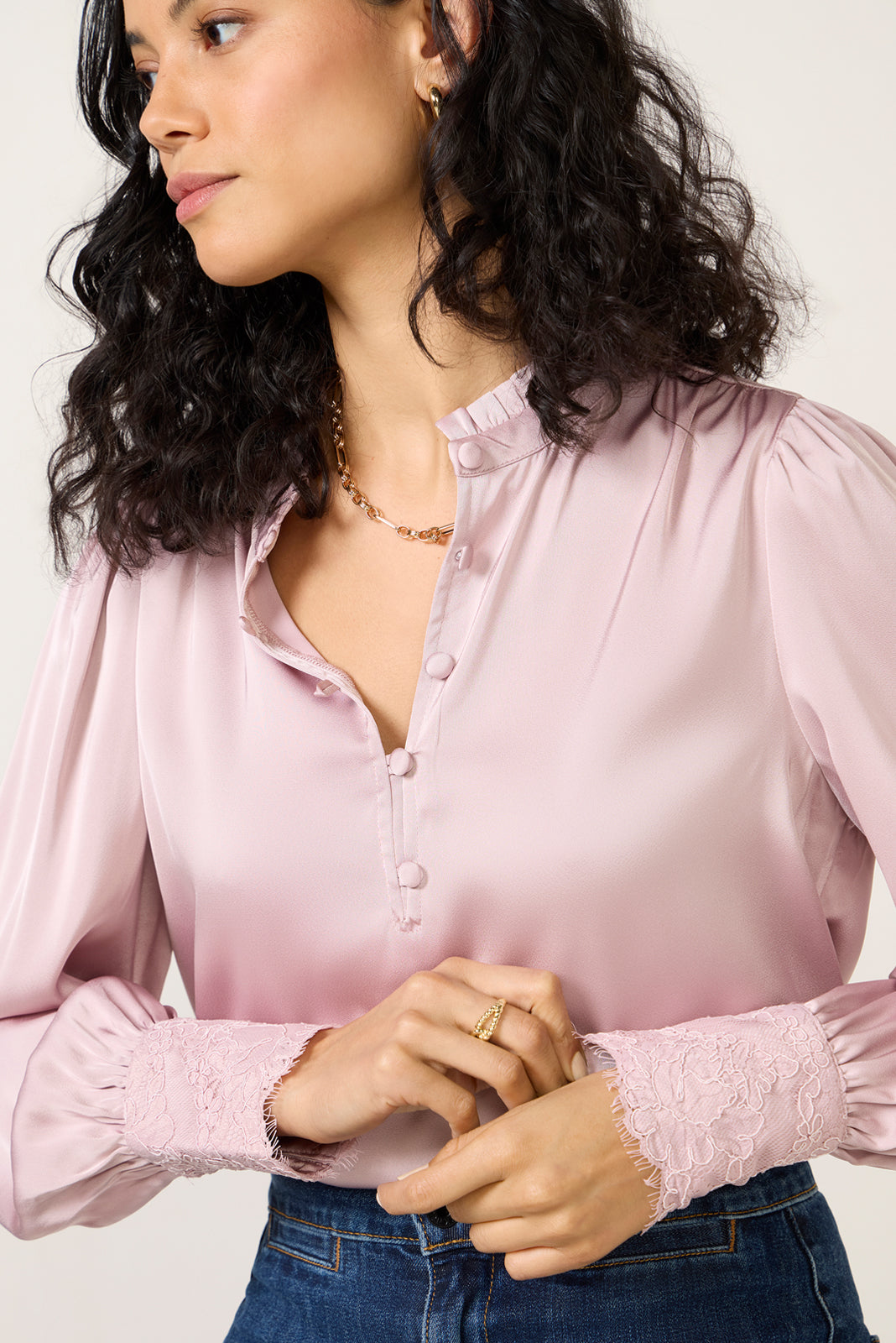 Kennedy Lace Cuff Satin Top