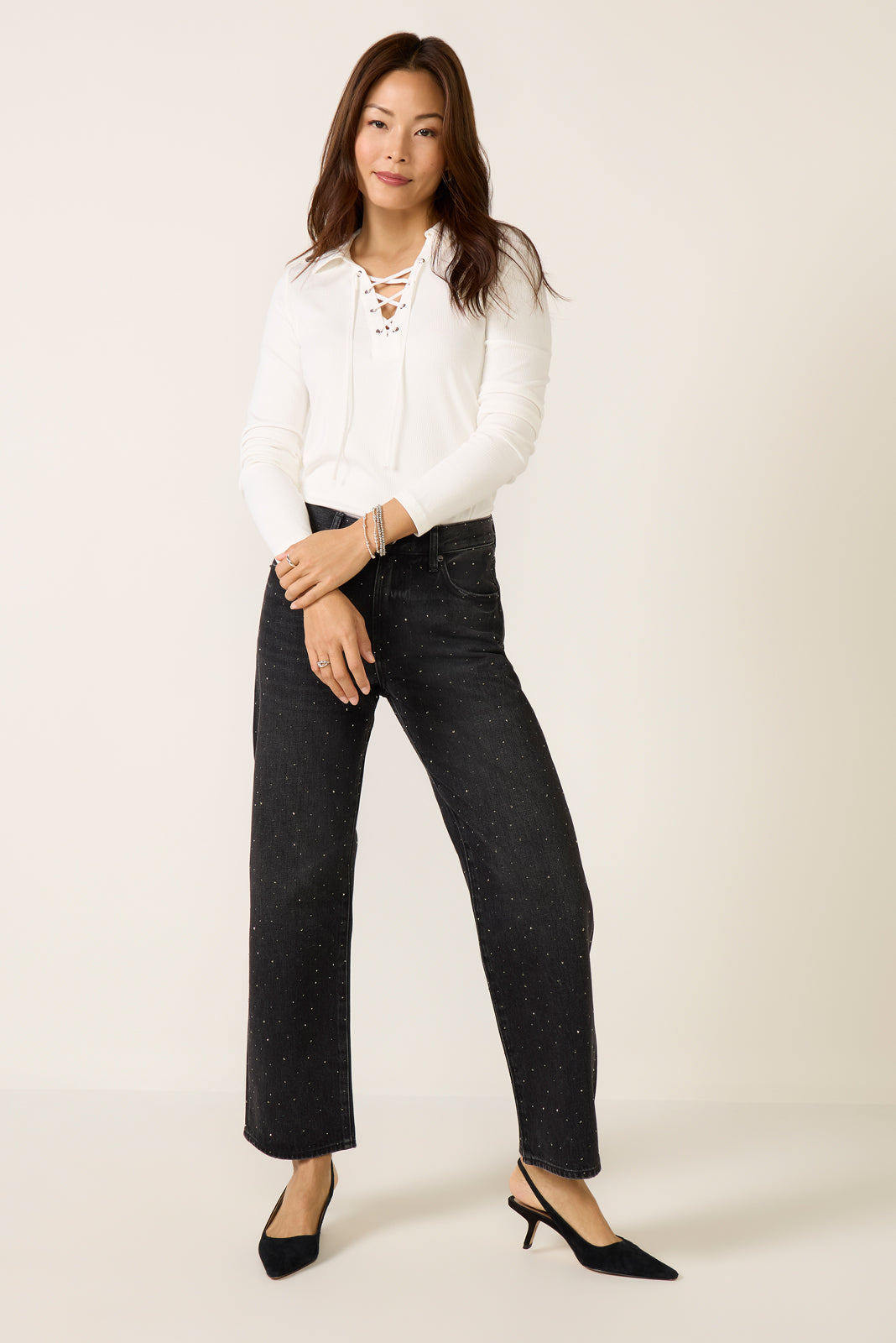 Gemma Lace Up Polo Top