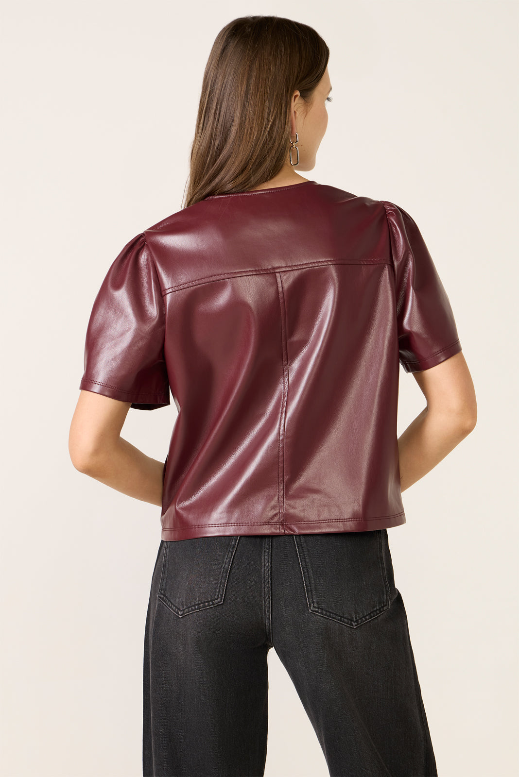 Antonin Vegan Leather Short Sleeve Top