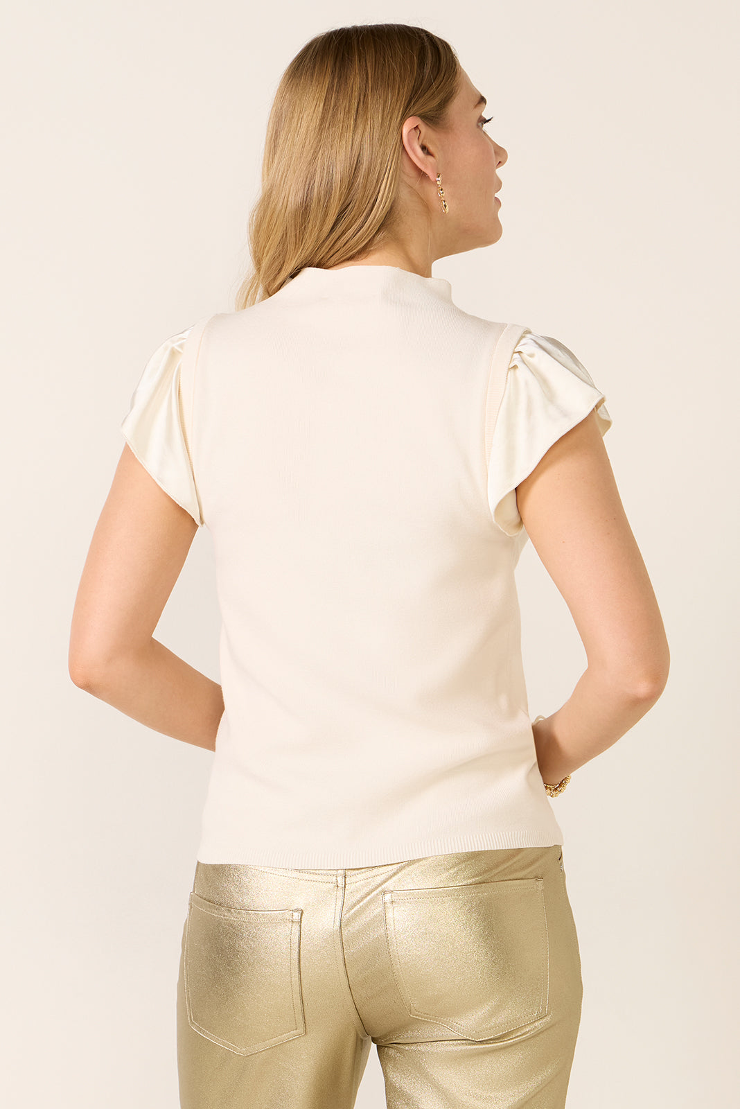 Yucca Mixed Media Satin Frill Sweater